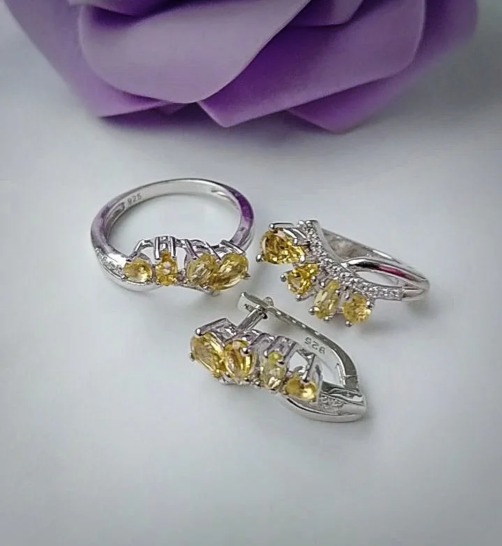 Серебряный комплект с цитринами - миниатюра 3