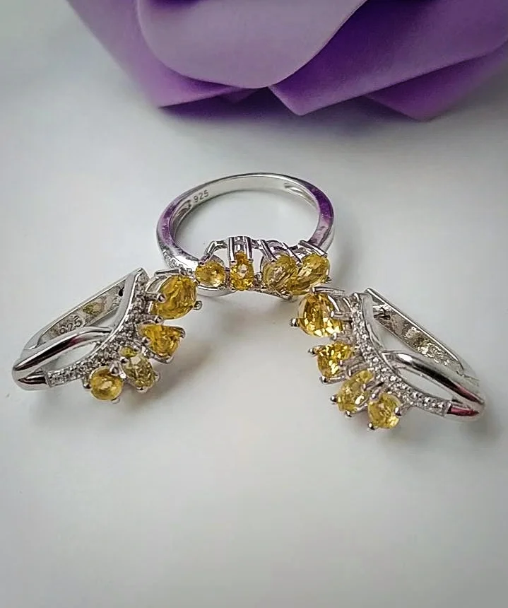 Серебряный комплект с цитринами - миниатюра 4