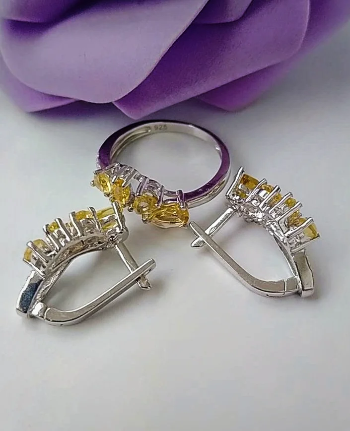 Серебряный комплект с цитринами - миниатюра 5