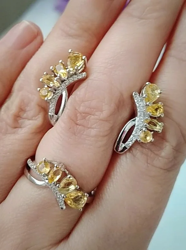 Серебряный комплект с цитринами - миниатюра 6