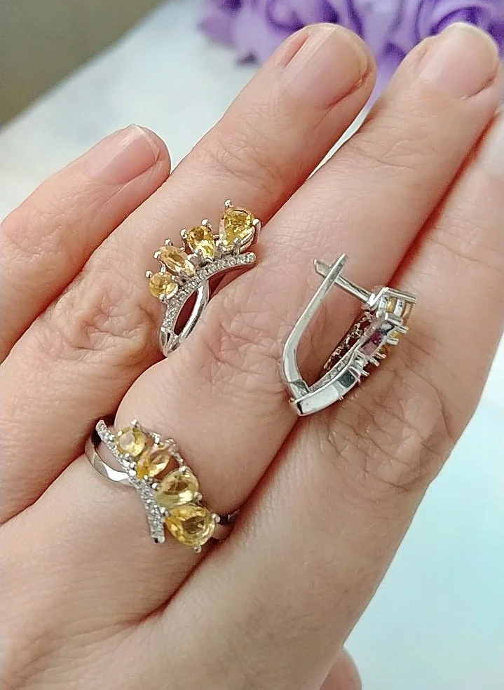 Серебряный комплект с цитринами - миниатюра 7