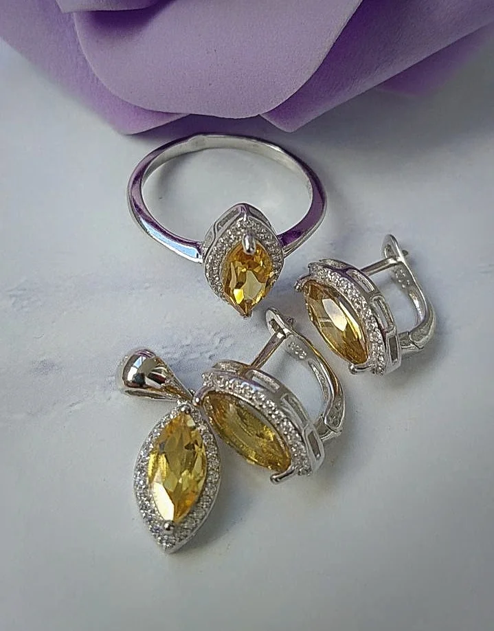 Серебряный комплект с цитринами - миниатюра 3