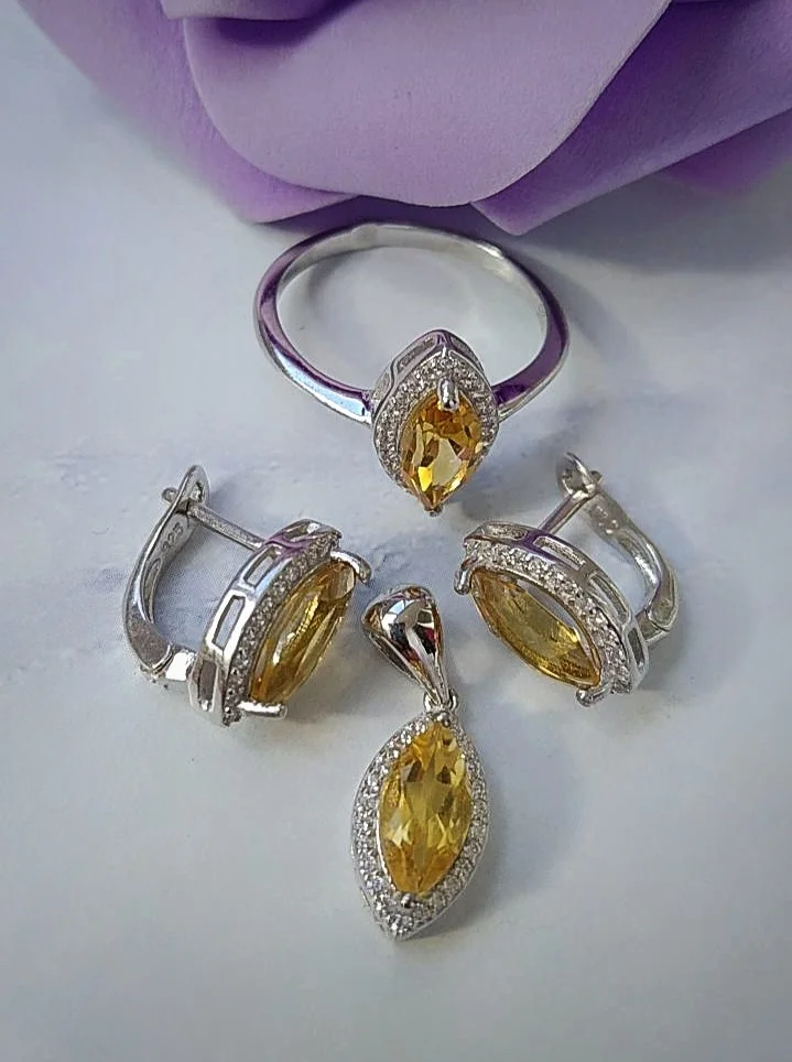 Серебряный комплект с цитринами - миниатюра 4