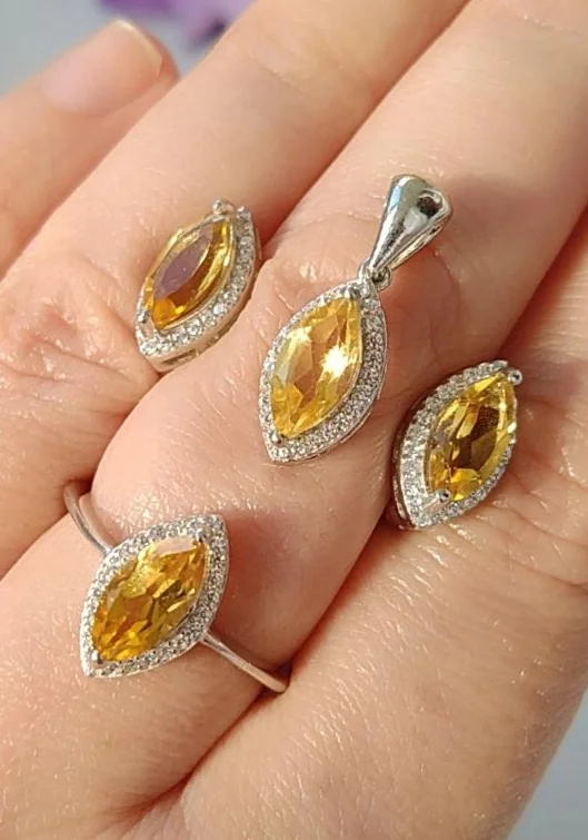Серебряный комплект с цитринами - миниатюра 5