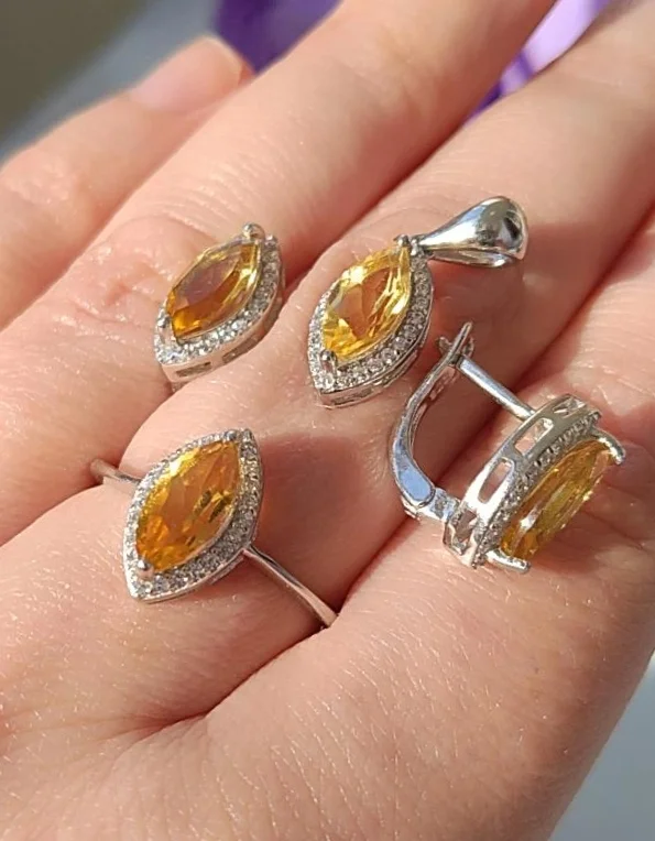 Серебряный комплект с цитринами - миниатюра 6