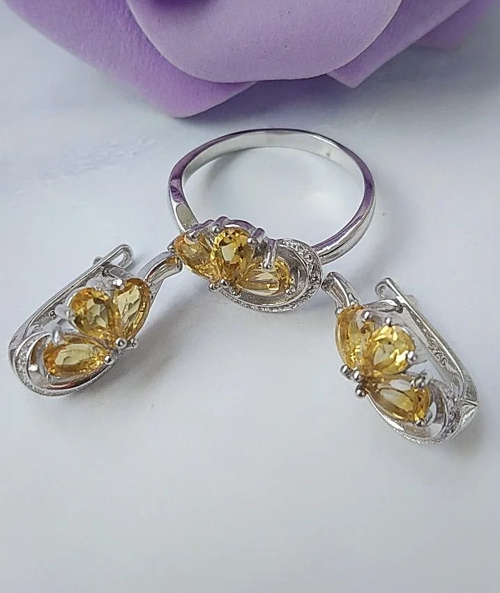 Серебряный комплект с цитринами - изображение 1