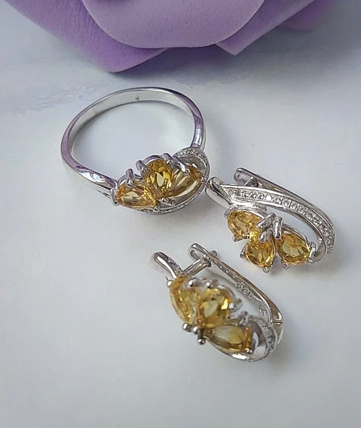 Серебряный комплект с цитринами - миниатюра 2