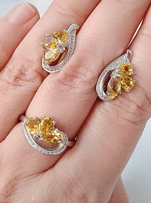 Серебряный комплект с цитринами - миниатюра 6