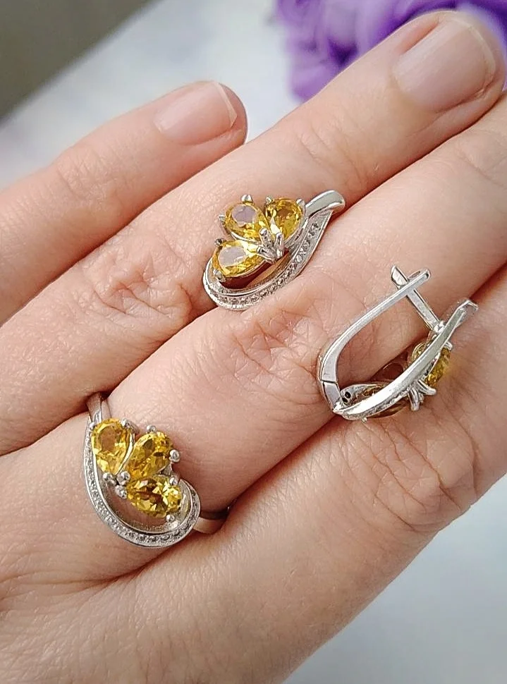 Серебряный комплект с цитринами - миниатюра 7
