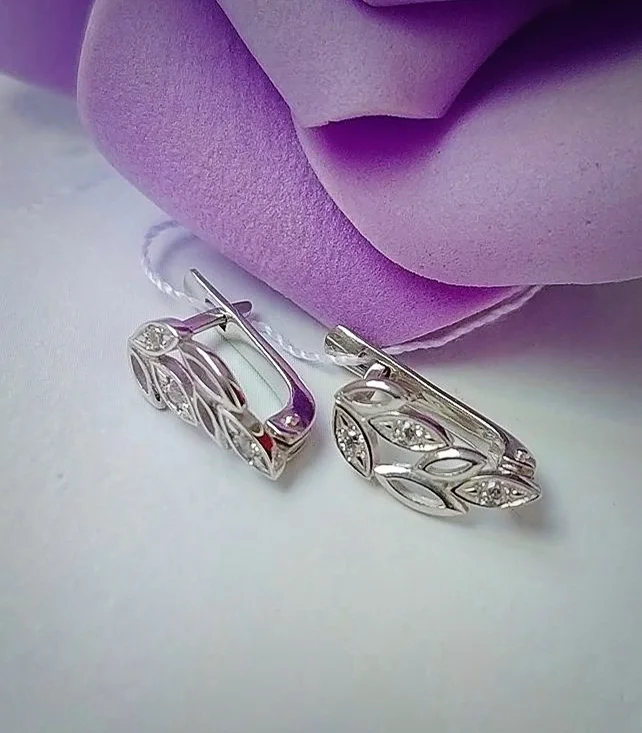 Серебряные серьги с фианитами - миниатюра 5