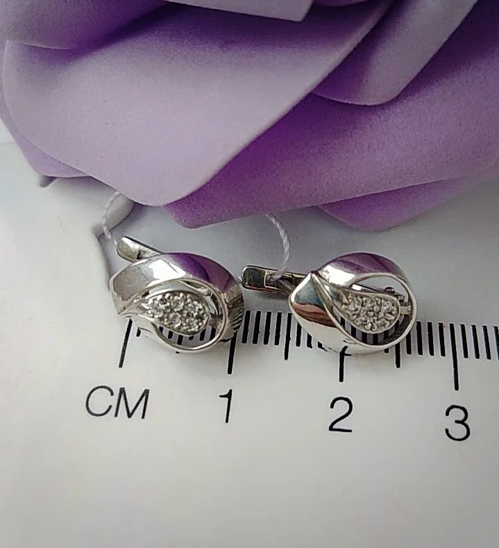 Серебряные серьги с фианитами, серебро 925 проба - миниатюра 5