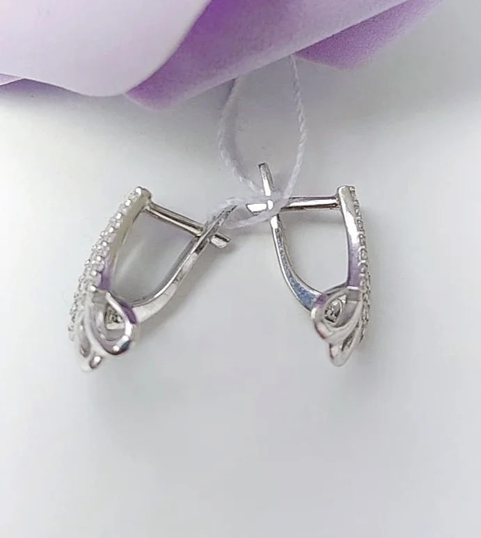 Серебряные серьги с фианитами - миниатюра 3