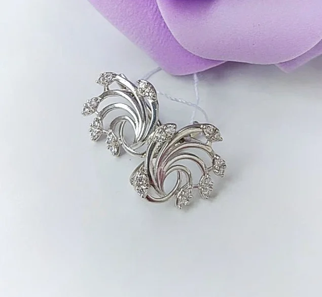 Серебряные серьги с фианитами, серебро 925 проба - миниатюра 5