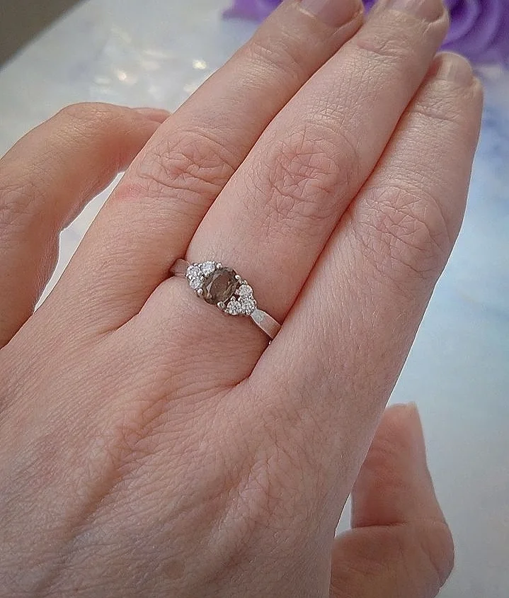 Серебряное кольцо с раухтопазом, серебро 925 проба - миниатюра 6