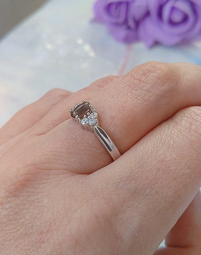 Серебряное кольцо с раухтопазом, серебро 925 проба - миниатюра 7