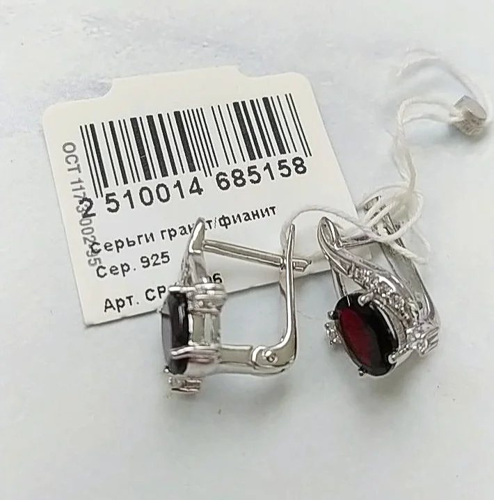 Серебряные серьги с гранатами - миниатюра 6