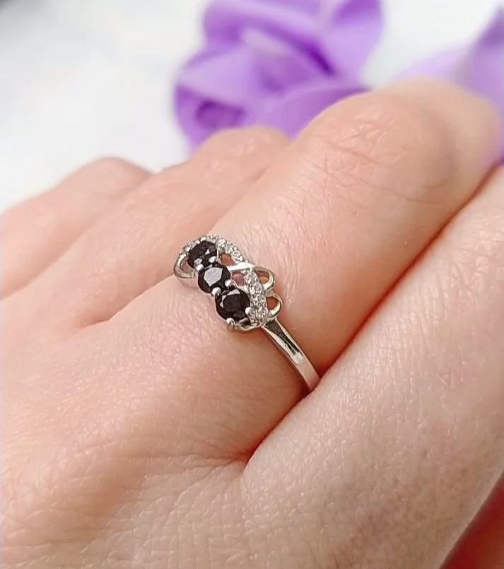 Серебряное кольцо с сапфирами, серебро 925 проба, новое - миниатюра 6