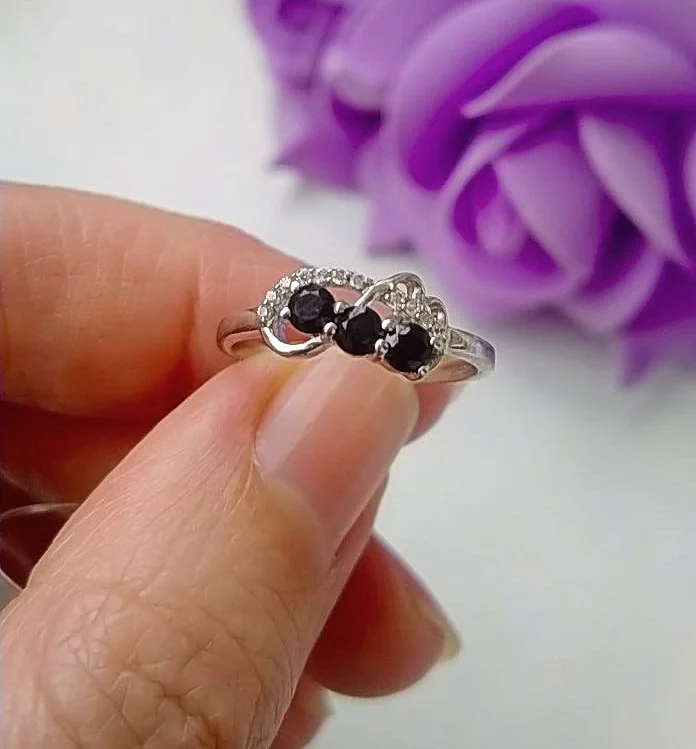 Серебряное кольцо с сапфирами, серебро 925 проба, новое - миниатюра 8