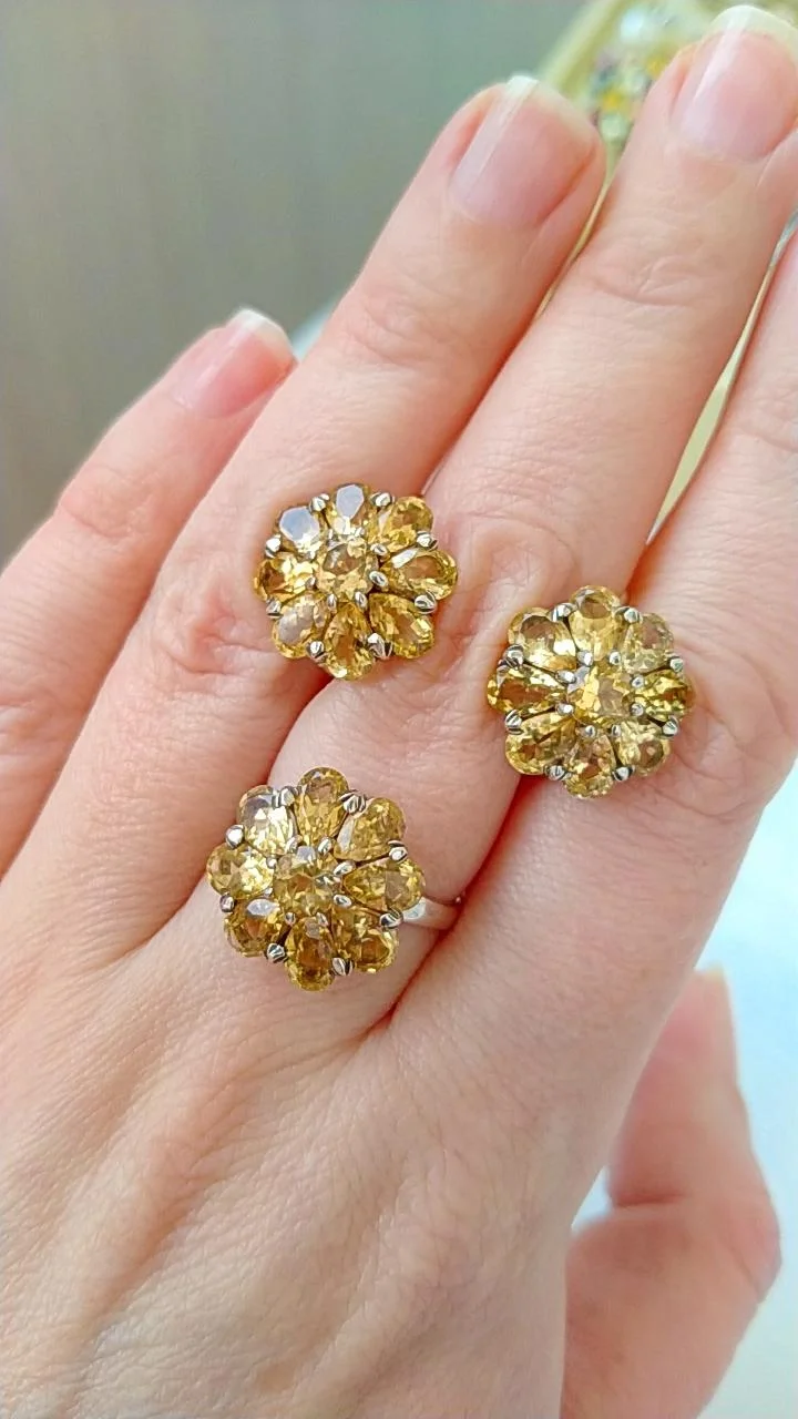 Серебряный комплект с натуральными цитринами - миниатюра 3