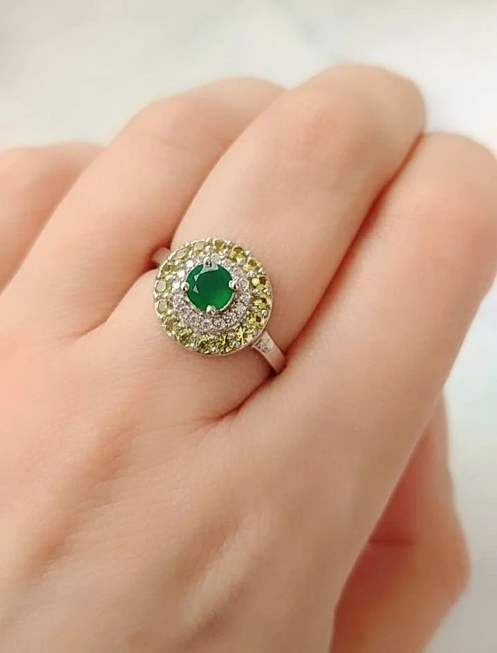 Серебряное кольцо с хризолитами - миниатюра 4