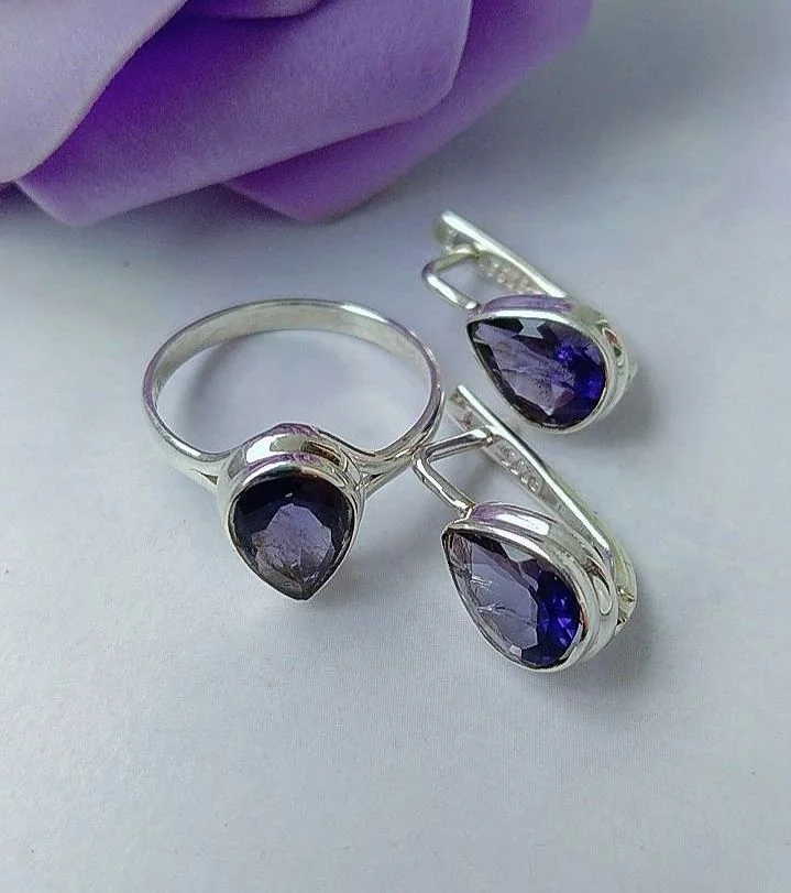 Серебряный комплект с иолитами - миниатюра 2