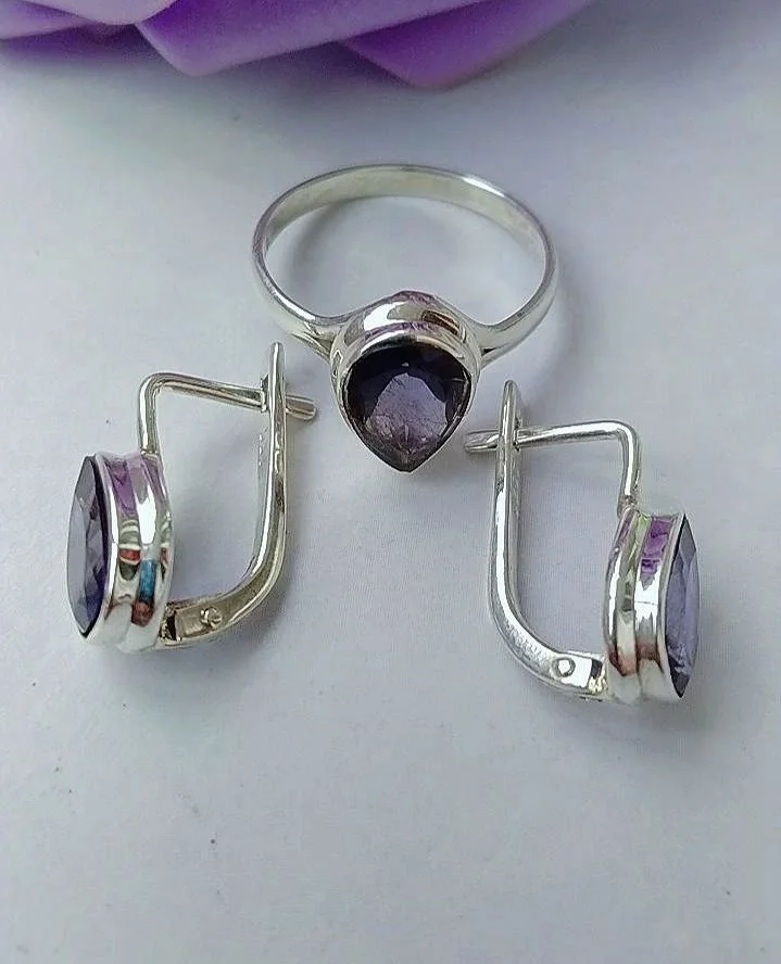 Серебряный комплект с иолитами - миниатюра 3