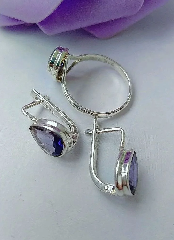 Серебряный комплект с иолитами - миниатюра 4