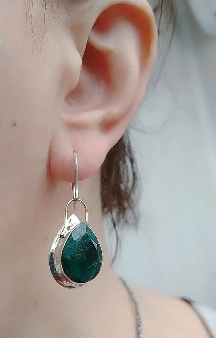 Серебряные серьги с изумрудами - миниатюра 6