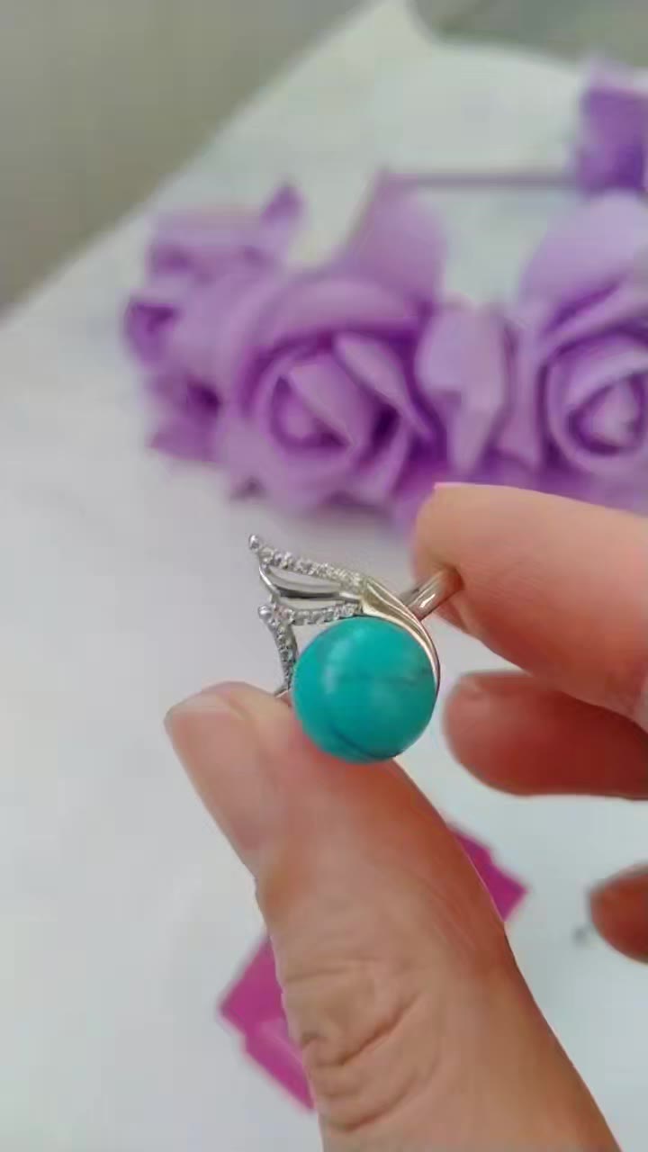 Серебряное кольцо с бирюзой - видео 8