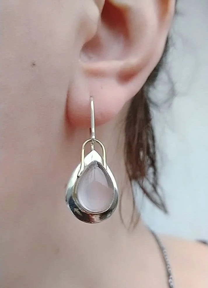 Серебряные серьги с розовым кварцем - миниатюра 5