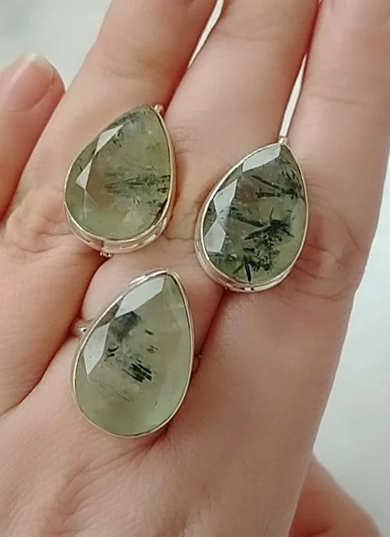 Серебряный комплект с пренитами - миниатюра 5
