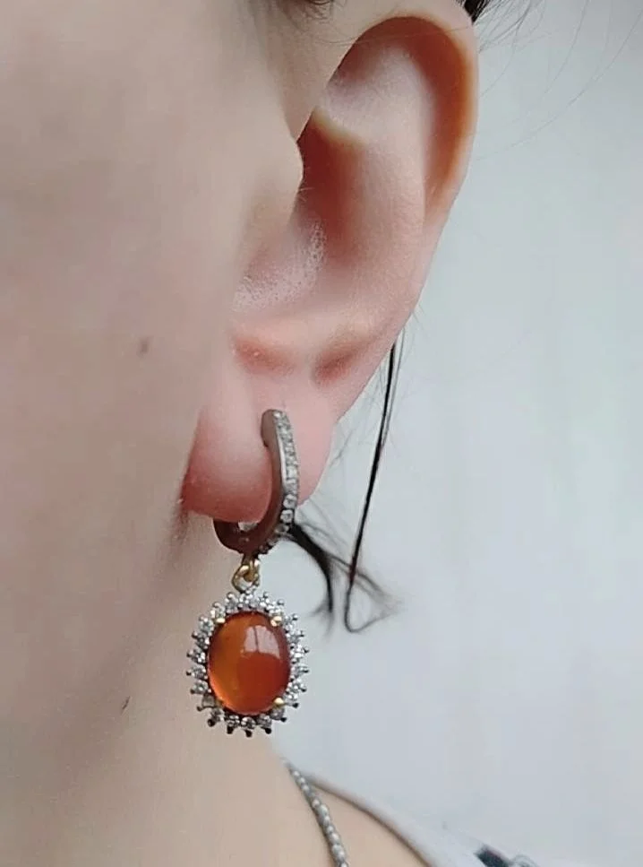 Серебряный комплект с гранатами гессонитами - миниатюра 6