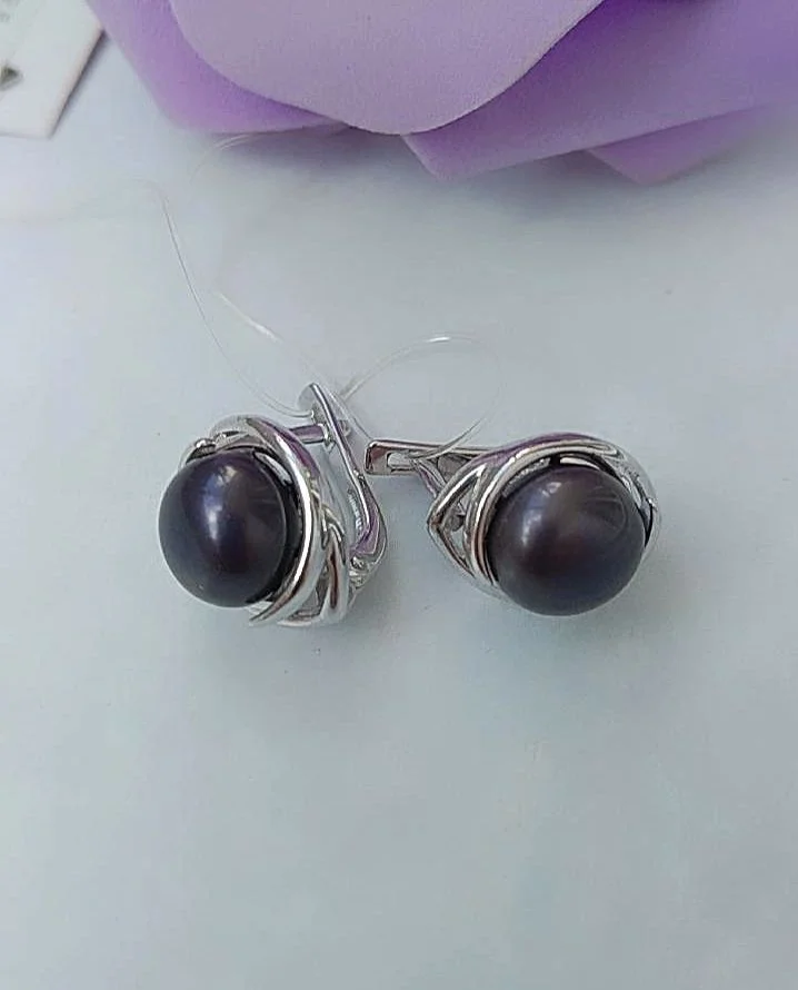 Серебряные серьги с жемчугом - миниатюра 2