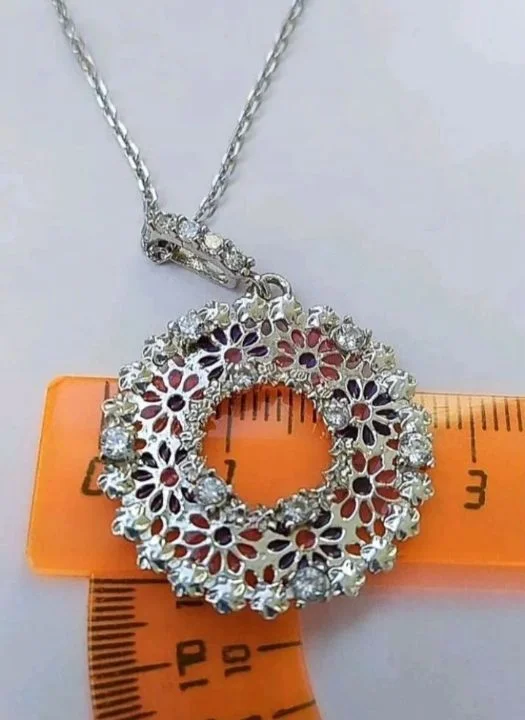 Серебряное колье с эмалью и фианитами - миниатюра 2