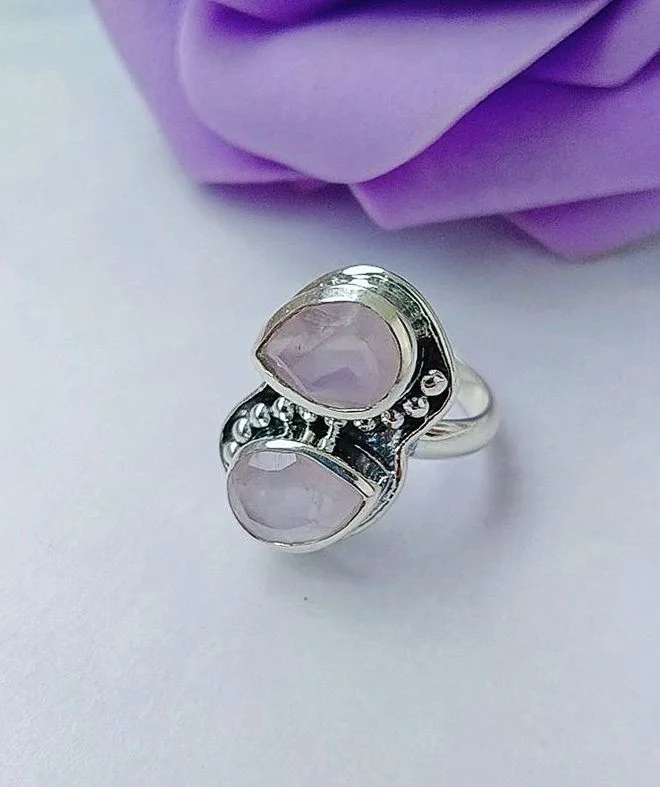 Серебряное кольцо с розовым кварцем - изображение 1