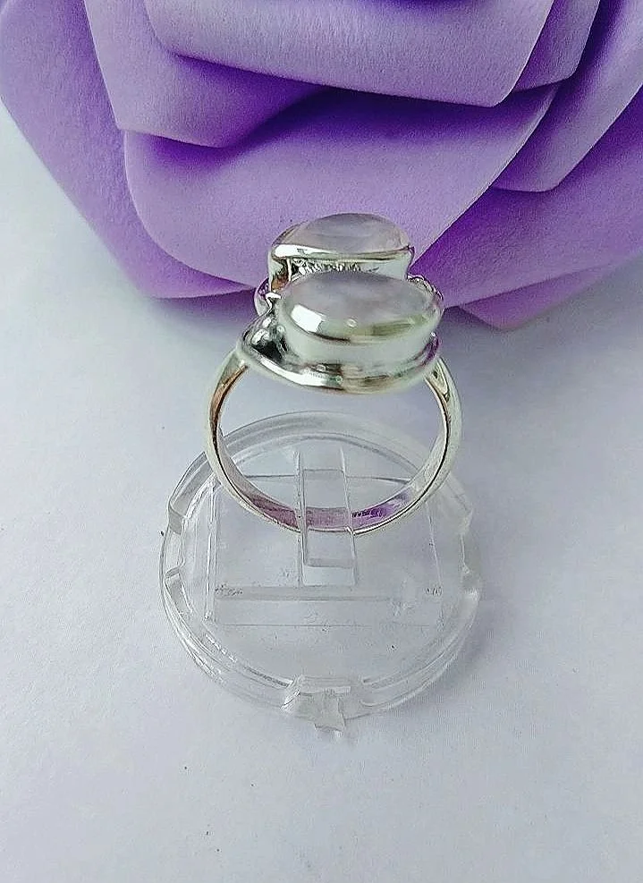 Серебряное кольцо с розовым кварцем - миниатюра 4