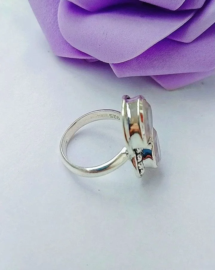 Серебряное кольцо с розовым кварцем - миниатюра 5