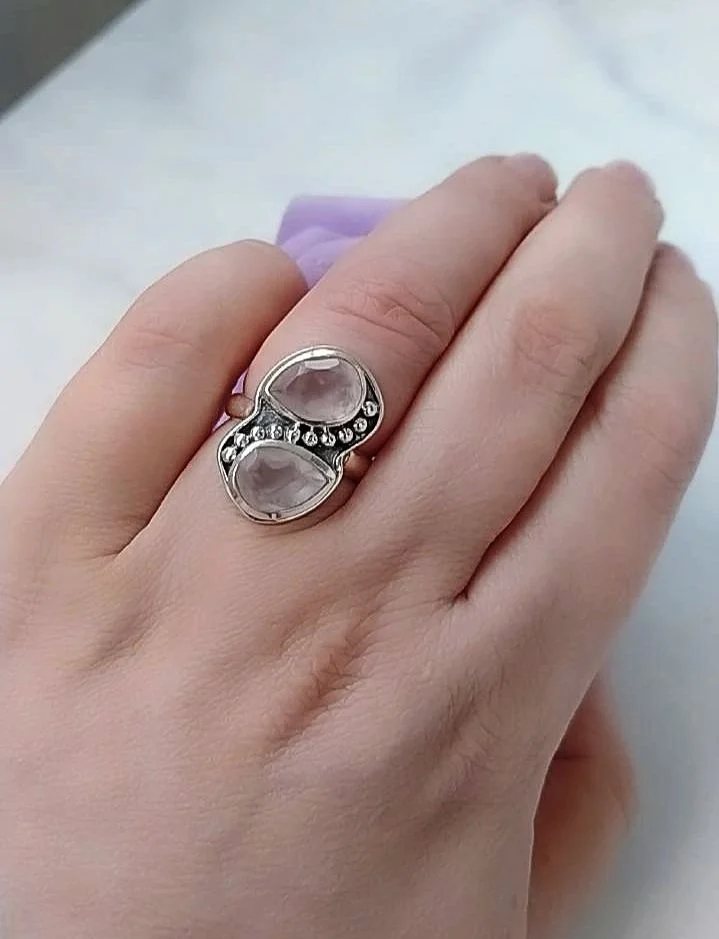 Серебряное кольцо с розовым кварцем - миниатюра 8