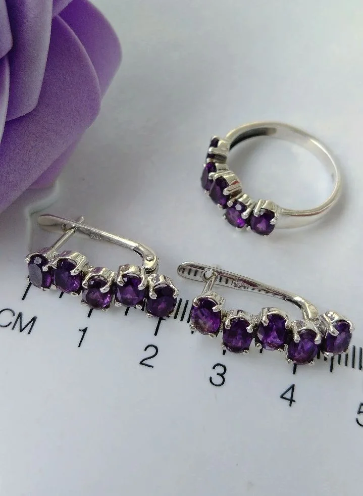 Серебряный комплект с аметистами - миниатюра 4