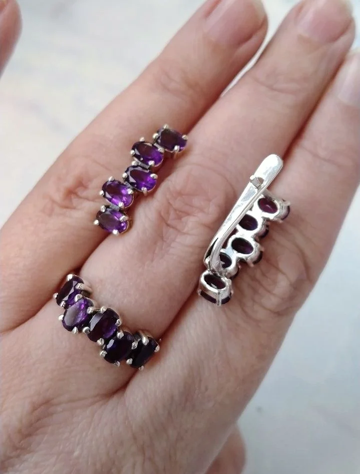Серебряный комплект с аметистами - миниатюра 5