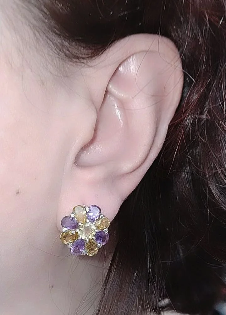 Серебряный комплект с цитринами и аметистами - миниатюра 5