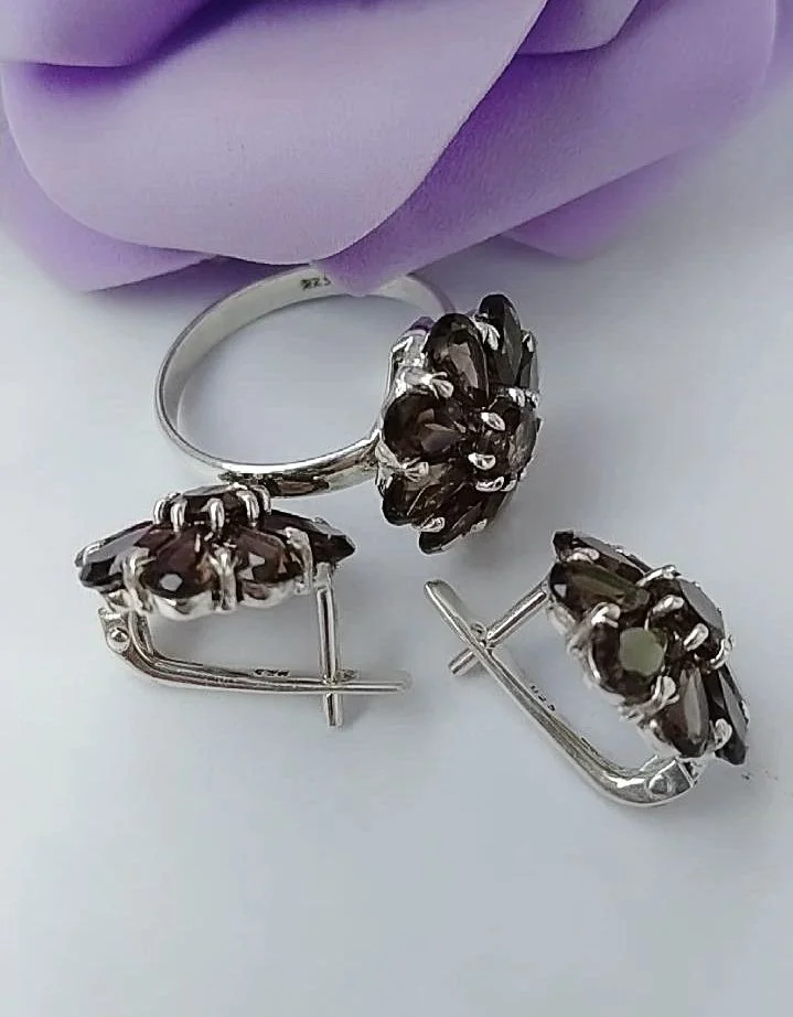 Серебряный комплект с раухтопазами - миниатюра 4