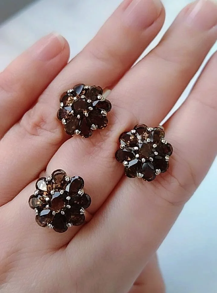 Серебряный комплект с раухтопазами - миниатюра 5