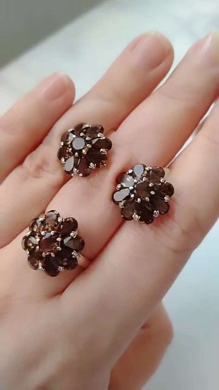 Серебряный комплект с раухтопазами - видео 8