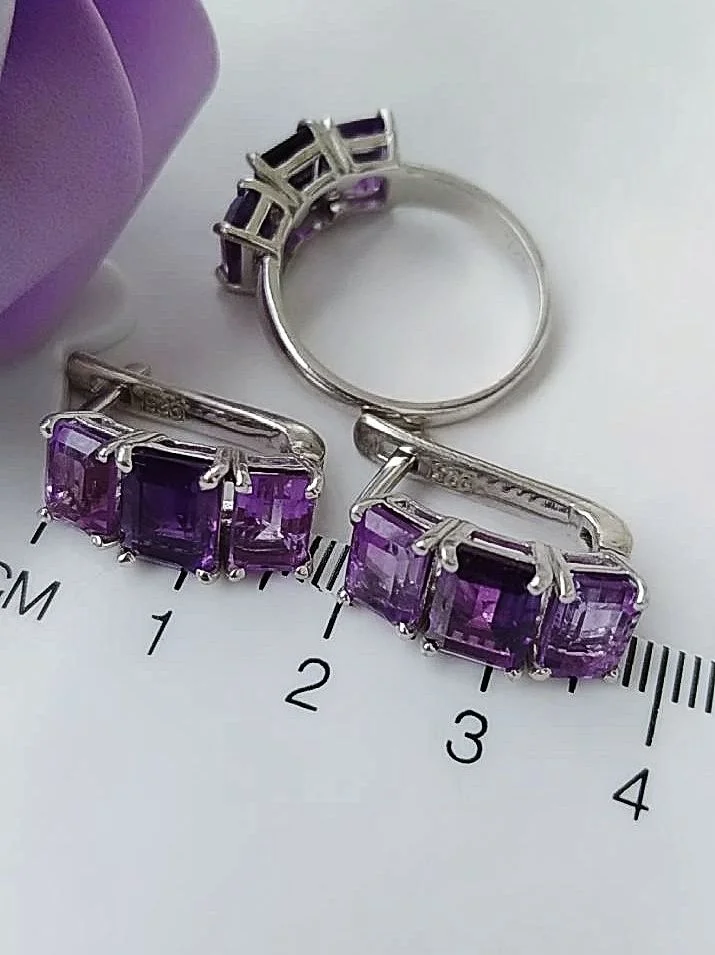 Серебряный комплект с аметистами - миниатюра 7