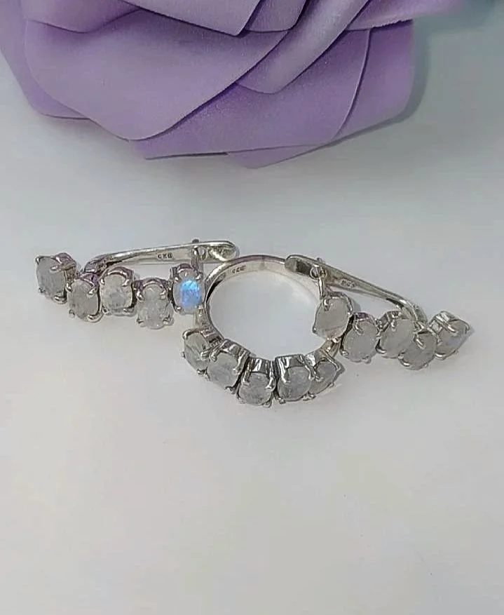 Серебряный комплект с лунными камнями - миниатюра 2