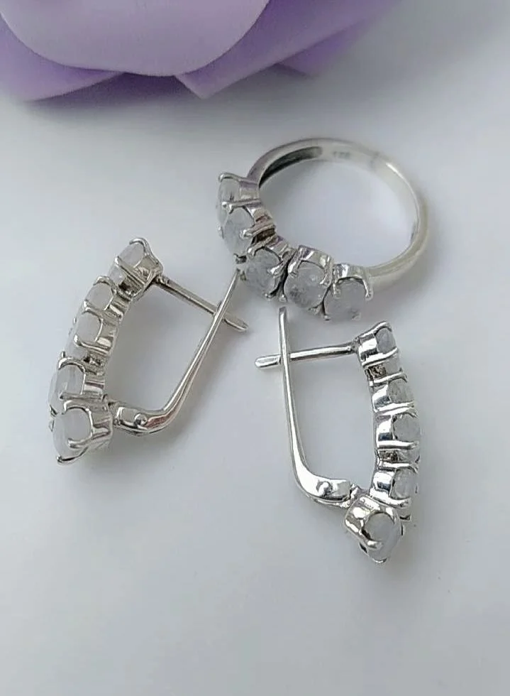 Серебряный комплект с лунными камнями - миниатюра 4