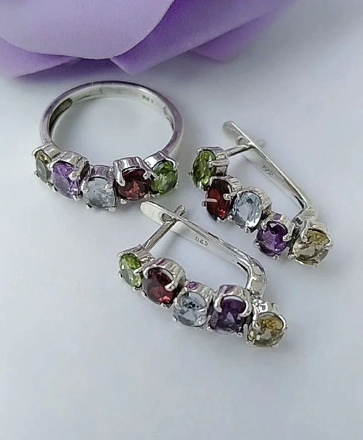 Серебряный комплект с натуральными камнями - изображение 1