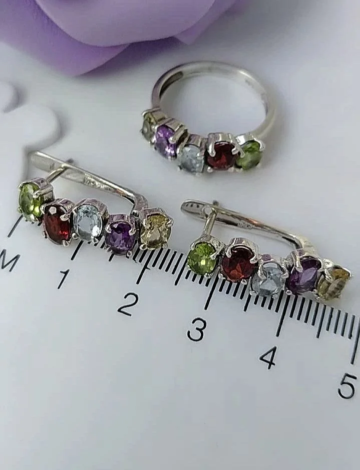 Серебряный комплект с натуральными камнями - миниатюра 6