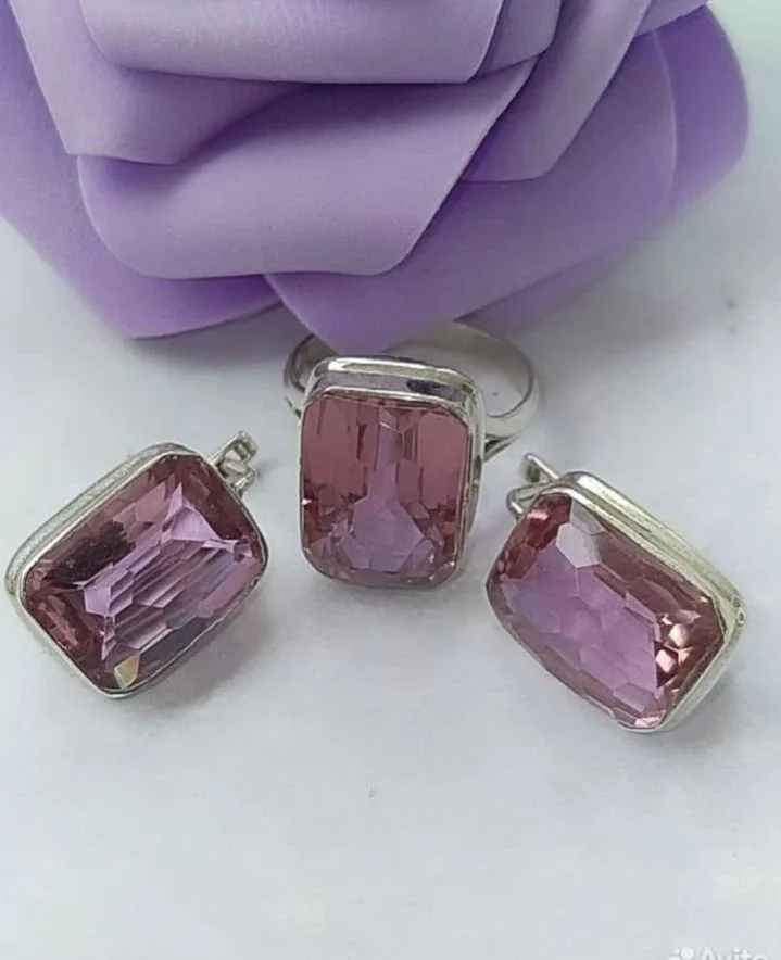 Серебряный комплект с александритами - миниатюра 3